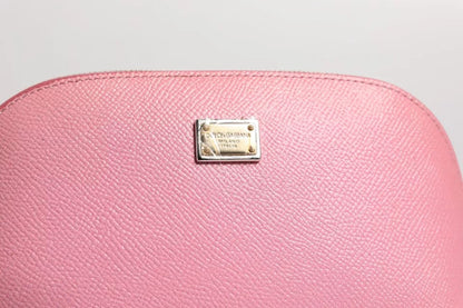 Dolce &amp;amp; Gabbana Rosa Läderväska med DG-Logotyp och Dragkedja Runt Handväska