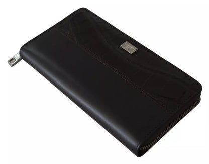 Dolce &amp;amp; Gabbana Brun Exotisk Läder Continental Clutch Plånbok Med Dragkedja Runt