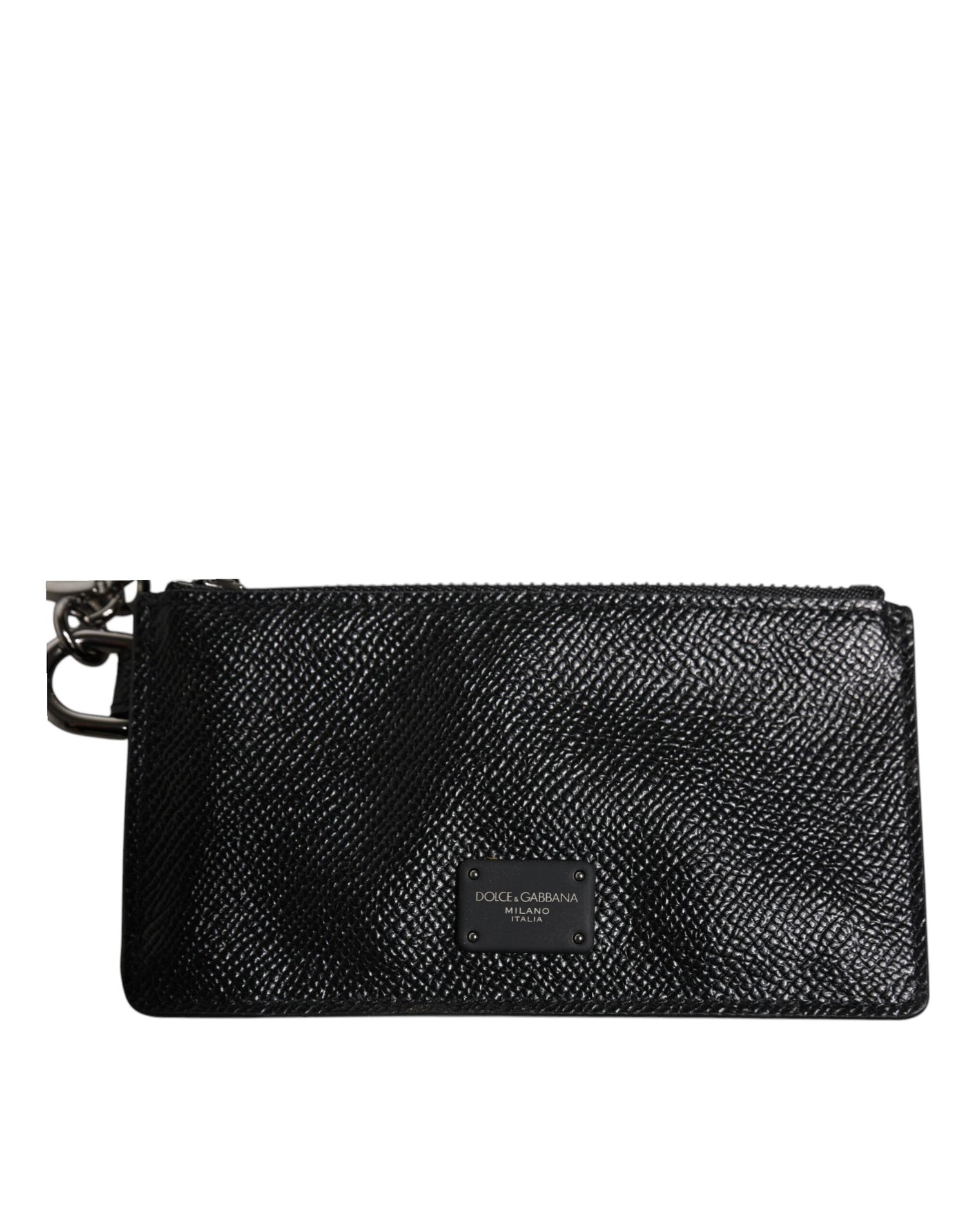 Dolce &amp;amp; Gabbana Svart Kalvskinnsläder Plånbok med DG-logotyp