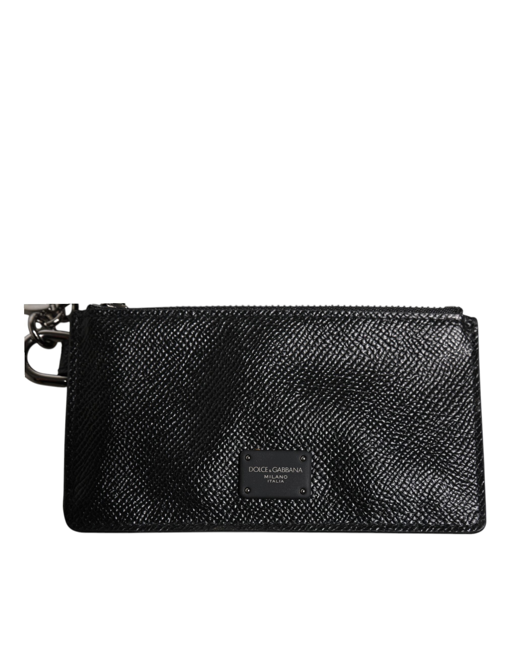 Dolce &amp;amp; Gabbana Svart Kalvskinnsläder Plånbok med DG-logotyp
