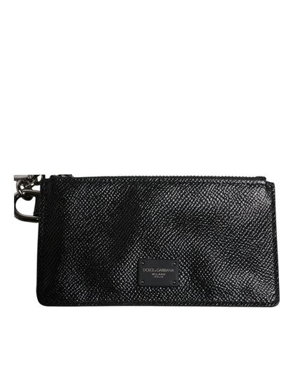 Dolce &amp;amp; Gabbana Svart Kalvskinnsläder Plånbok med DG-logotyp