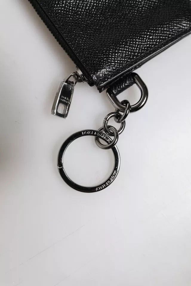 Dolce &amp;amp; Gabbana Svart Kalvskinnsläder Plånbok med DG-logotyp