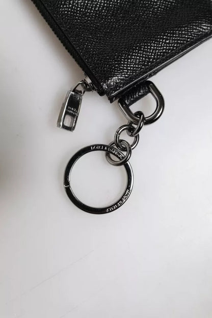 Dolce &amp;amp; Gabbana Svart Kalvskinnsläder Plånbok med DG-logotyp