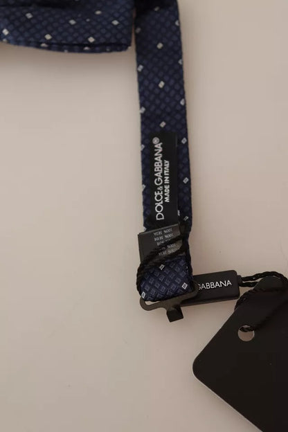 Dolce &amp;amp; Gabbana Blå Mönstrad Sidenfluga Med Justerbar Halsringning Herr