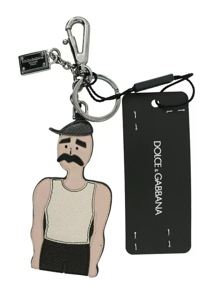 Dolce &amp;amp; Gabbana nyckelring i svart läder med fiskarlogotyp