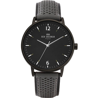 Ben Sherman svart läderklocka