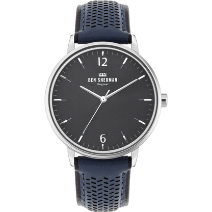 Ben Sherman blå läderklocka