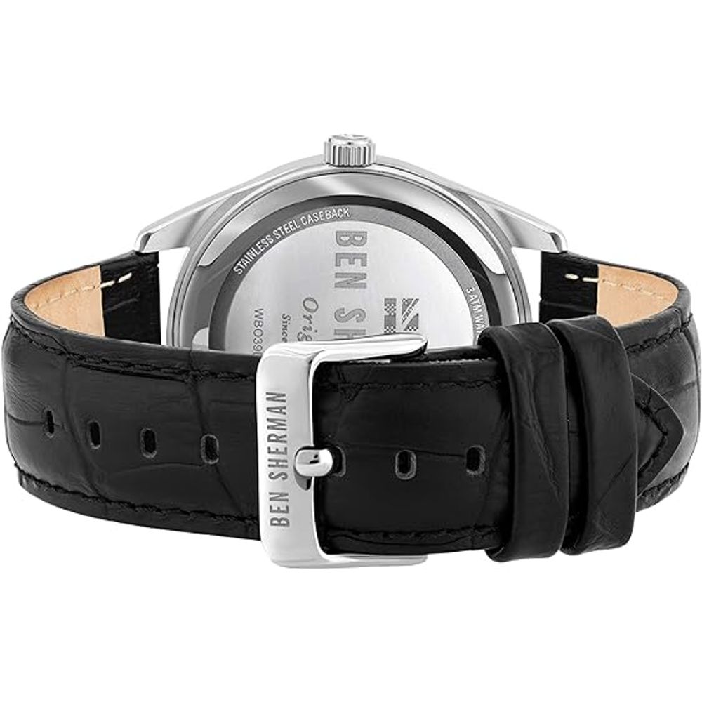 Ben Sherman svart läderklocka