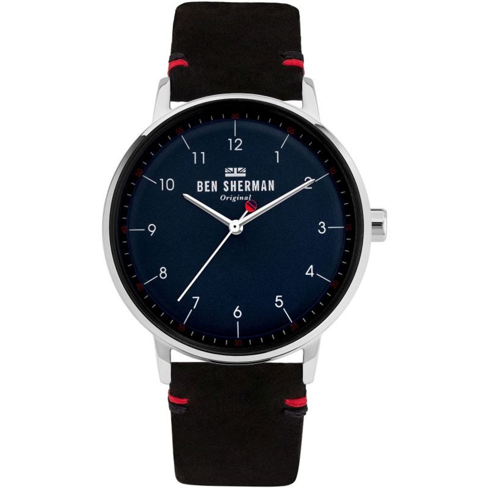 Ben Sherman svart läderklocka