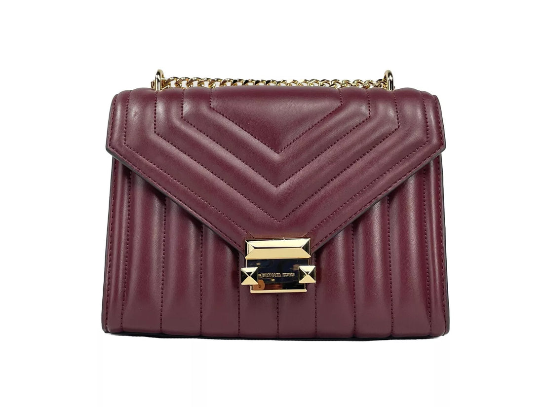 Michael Kors Whitney Medium Chain Axelklaff Crossbody Oxblood