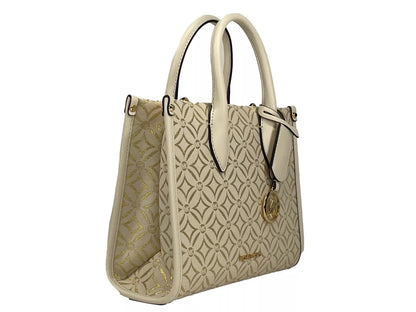 Michael Kors Mirella Liten Axelremsväska med Toppdragkedja Krämfärgad