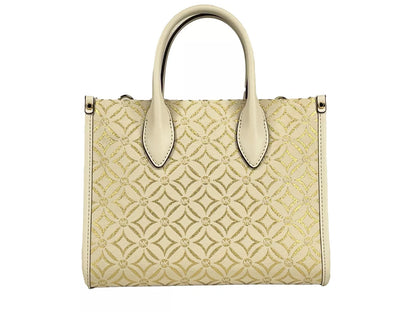Michael Kors Mirella Liten Axelremsväska med Toppdragkedja Krämfärgad