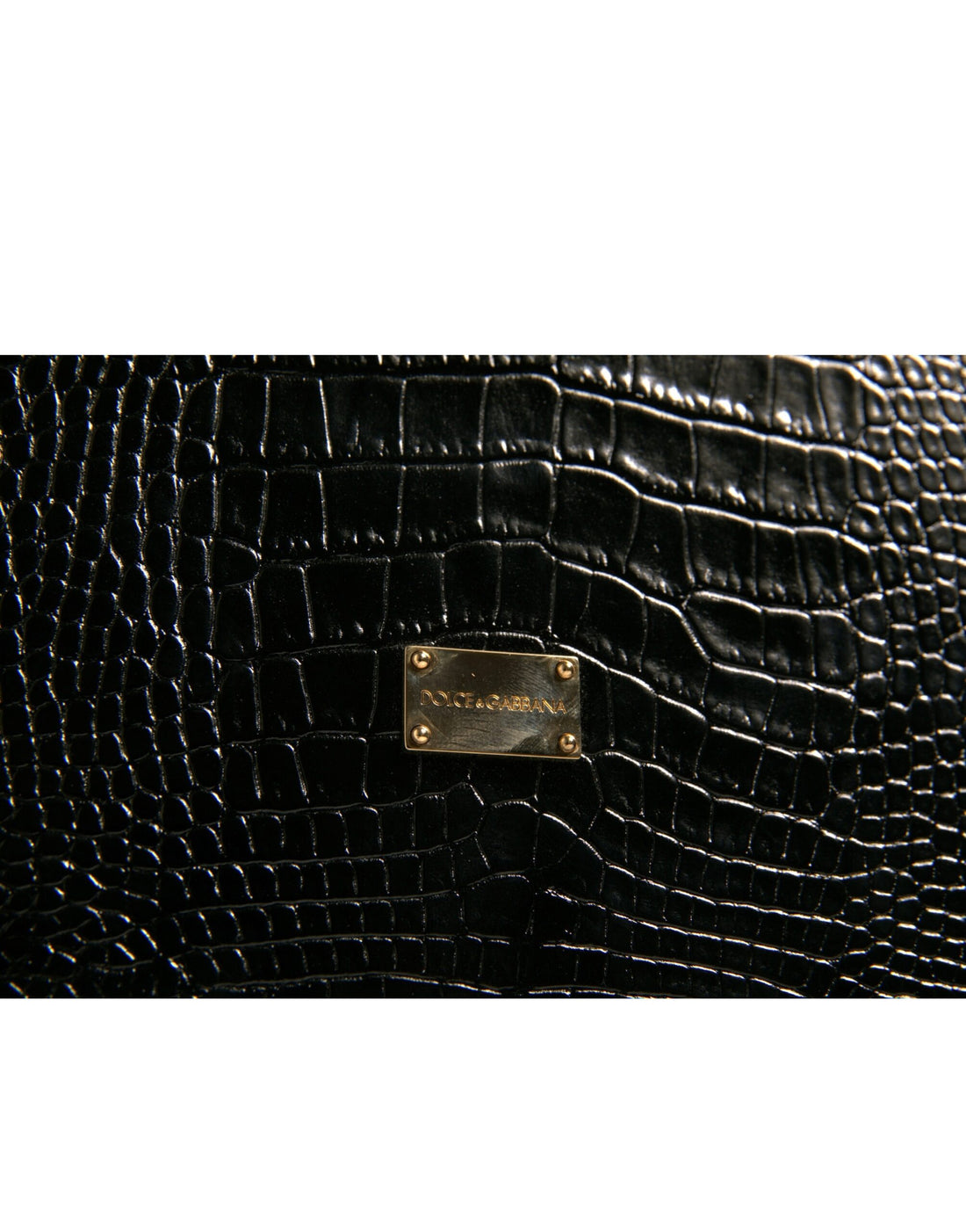 Dolce &amp;amp; Gabbana Elegant Svart Läderväska med Logotypplakett Katalogfodral