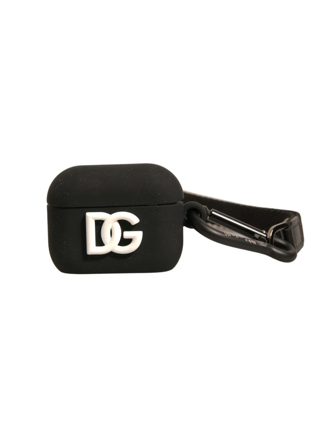 Dolce &amp;amp; Gabbana Svart Silikongummifodral med Präglad Logotyp och Airpods-motiv