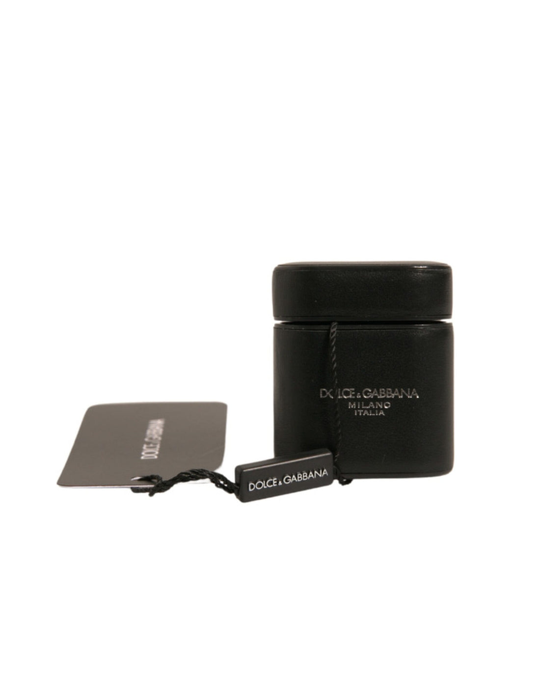 Dolce &amp;amp; Gabbana Svart PVC-logotypfodral med flipfodral till Airpods