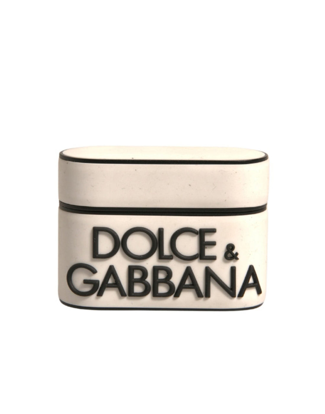 Dolce &amp;amp; Gabbana Vit PVC Präglad Logotyp Plack Hållare Airpods Fodral