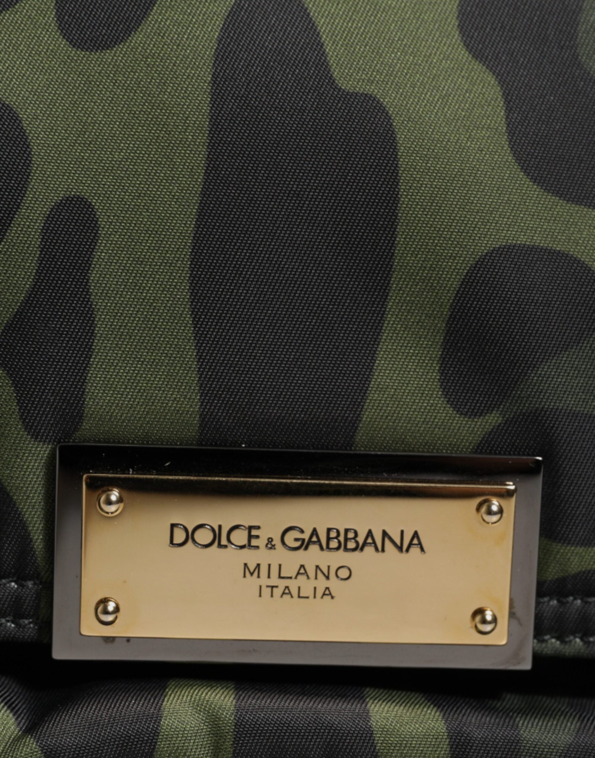 Dolce &amp;amp; Gabbana Grön Nylon Leopardmönstrad Axelremsväska med Skalmönster