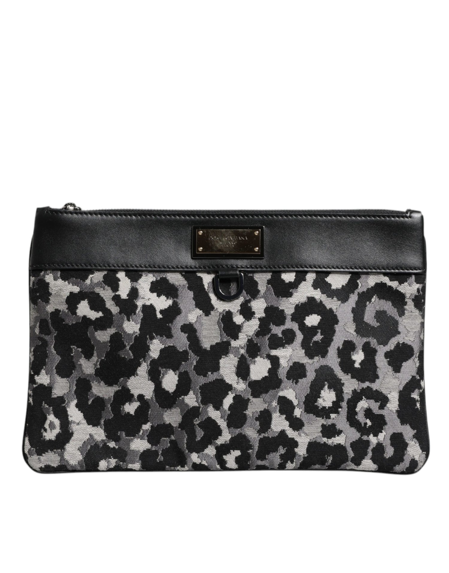 Dolce &amp;amp; Gabbana Flerfärgad Leopard Jacquard Logotypplack Herrväska