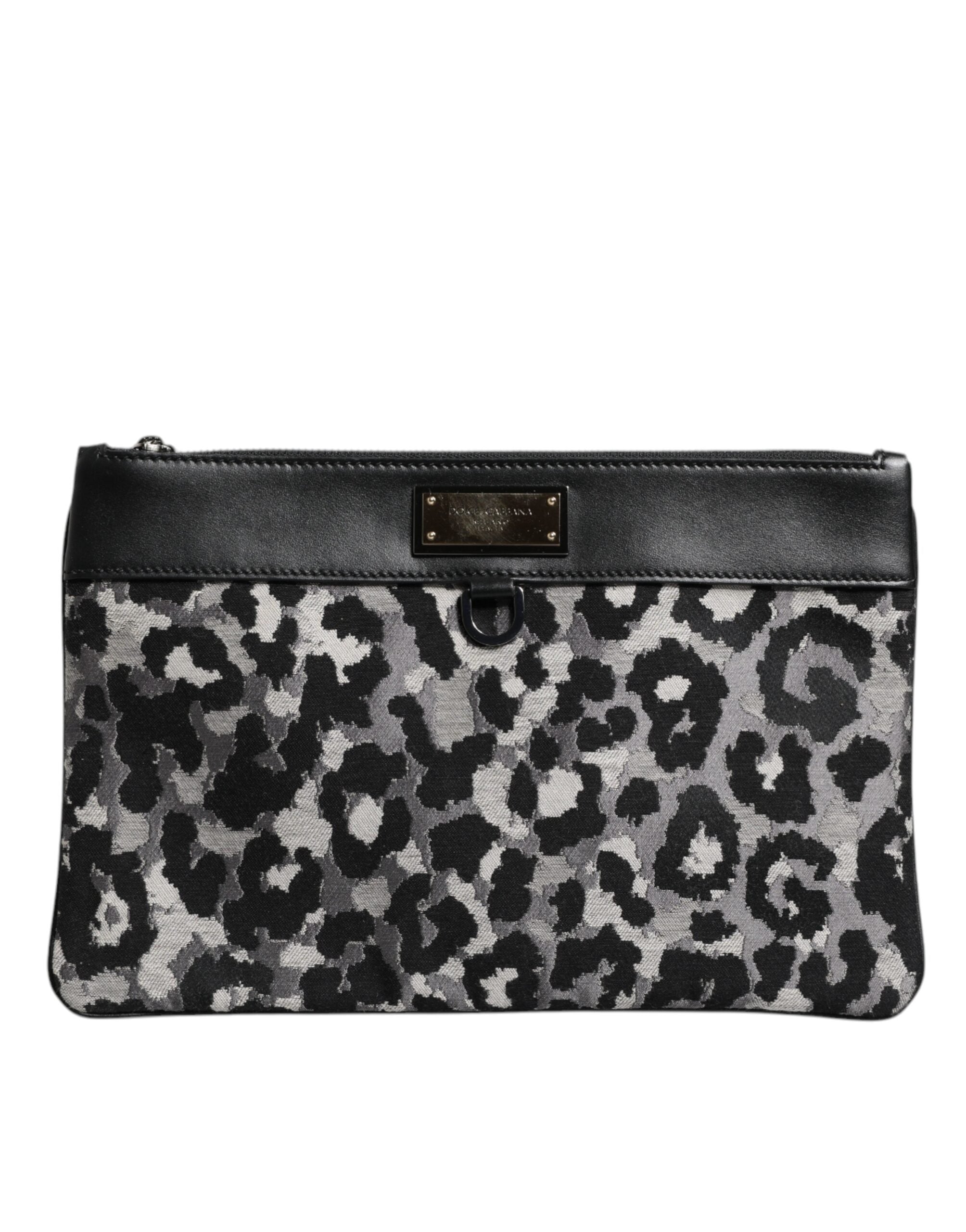 Dolce &amp;amp; Gabbana Flerfärgad Leopard Jacquard Logotypplack Herrväska