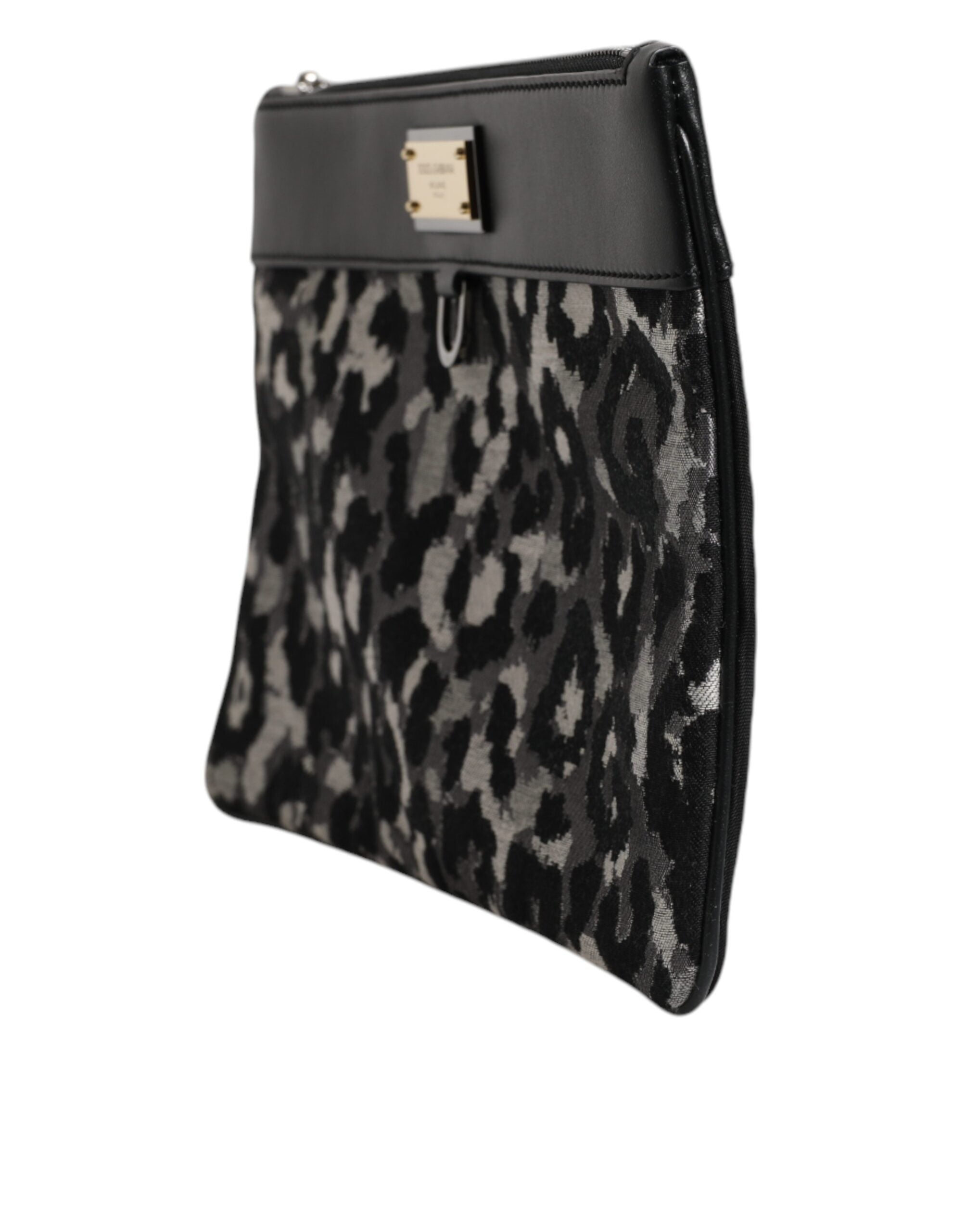 Dolce &amp;amp; Gabbana Flerfärgad Leopard Jacquard Logotypplack Herrväska