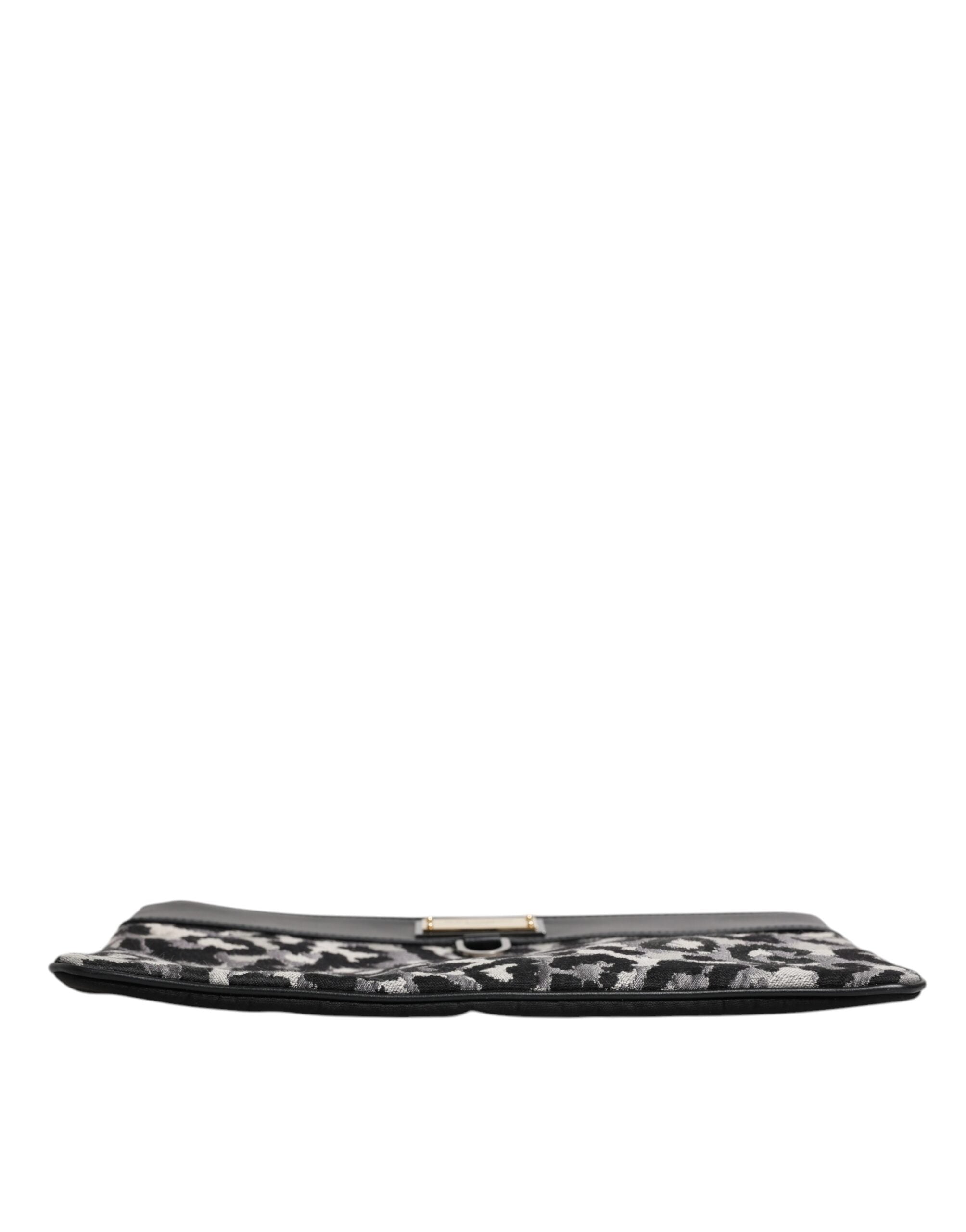 Dolce &amp;amp; Gabbana Flerfärgad Leopard Jacquard Logotypplack Herrväska