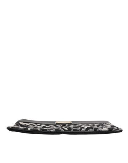Dolce &amp;amp; Gabbana Flerfärgad Leopard Jacquard Logotypplack Herrväska