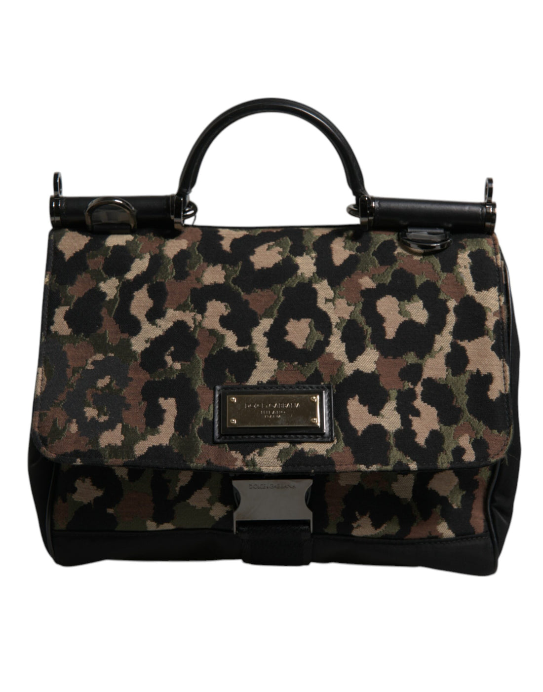 Dolce &amp;amp; Gabbana Brun Leopardmönstrad Lacquard Nylon Sicily Tote Bag