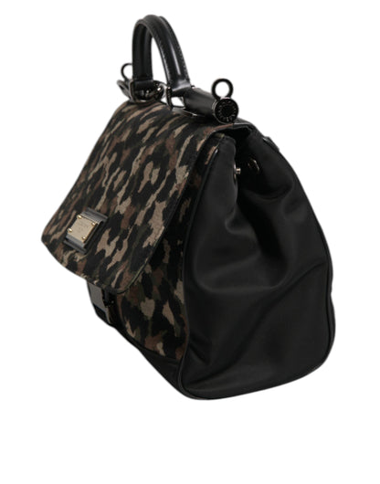 Dolce &amp;amp; Gabbana Brun Leopardmönstrad Lacquard Nylon Sicily Tote Bag