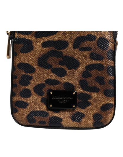 Dolce &amp;amp; Gabbana Brun Leopardmönstrad Dauphine Läderplånbok med Dragkedja