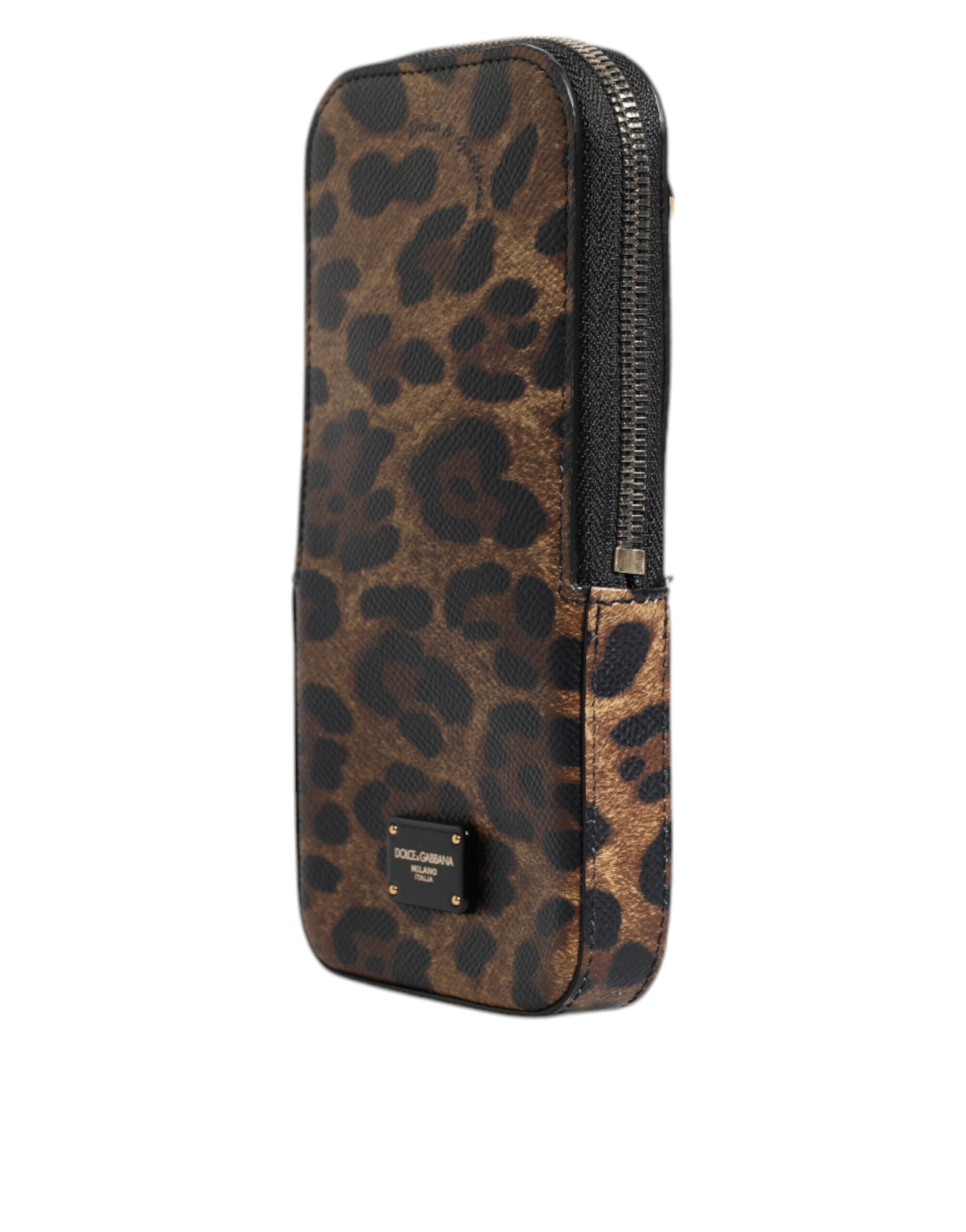 Dolce &amp;amp; Gabbana Brun Leopardmönstrad Dauphine Läderplånbok med Dragkedja