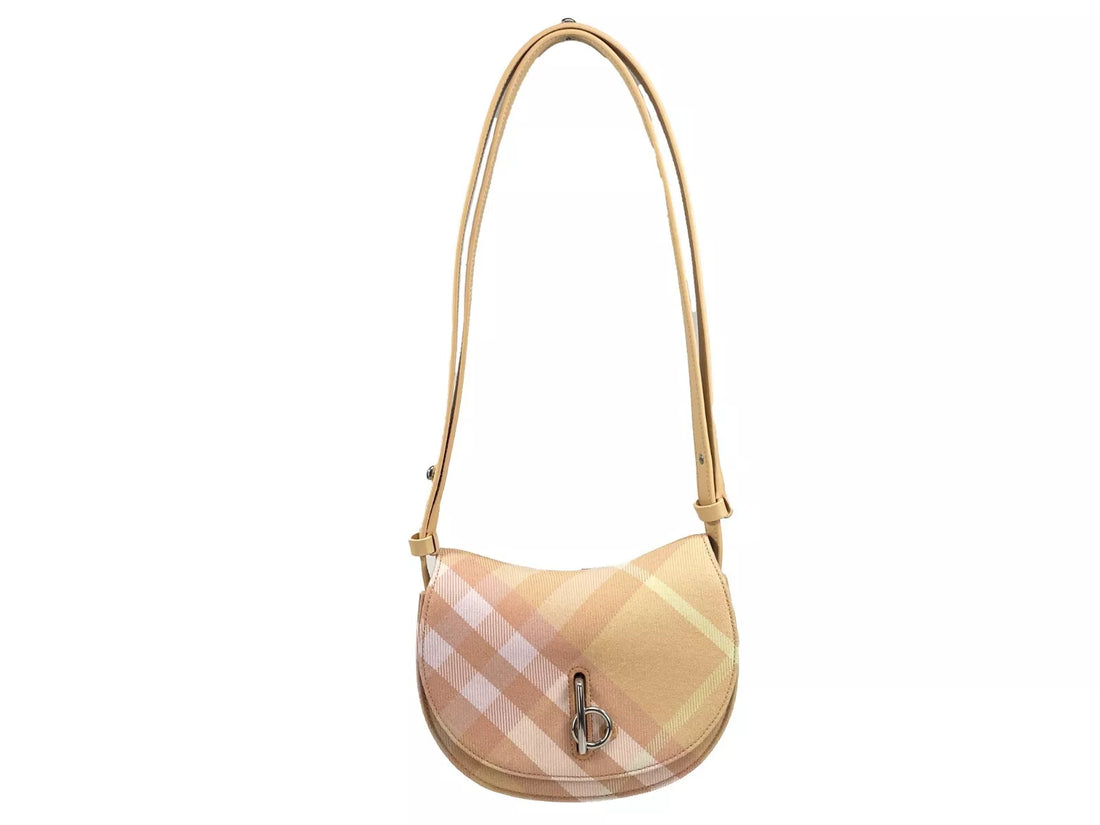 Burberry Mini Check Gunghäst Axelremsväska Persika