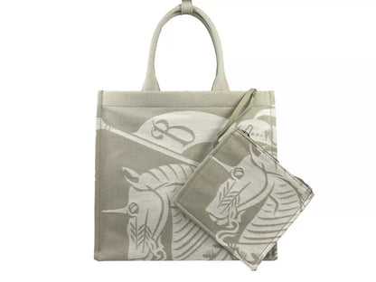 Burberry EKD Canvas Tote Bag Med Myntpåse Beige