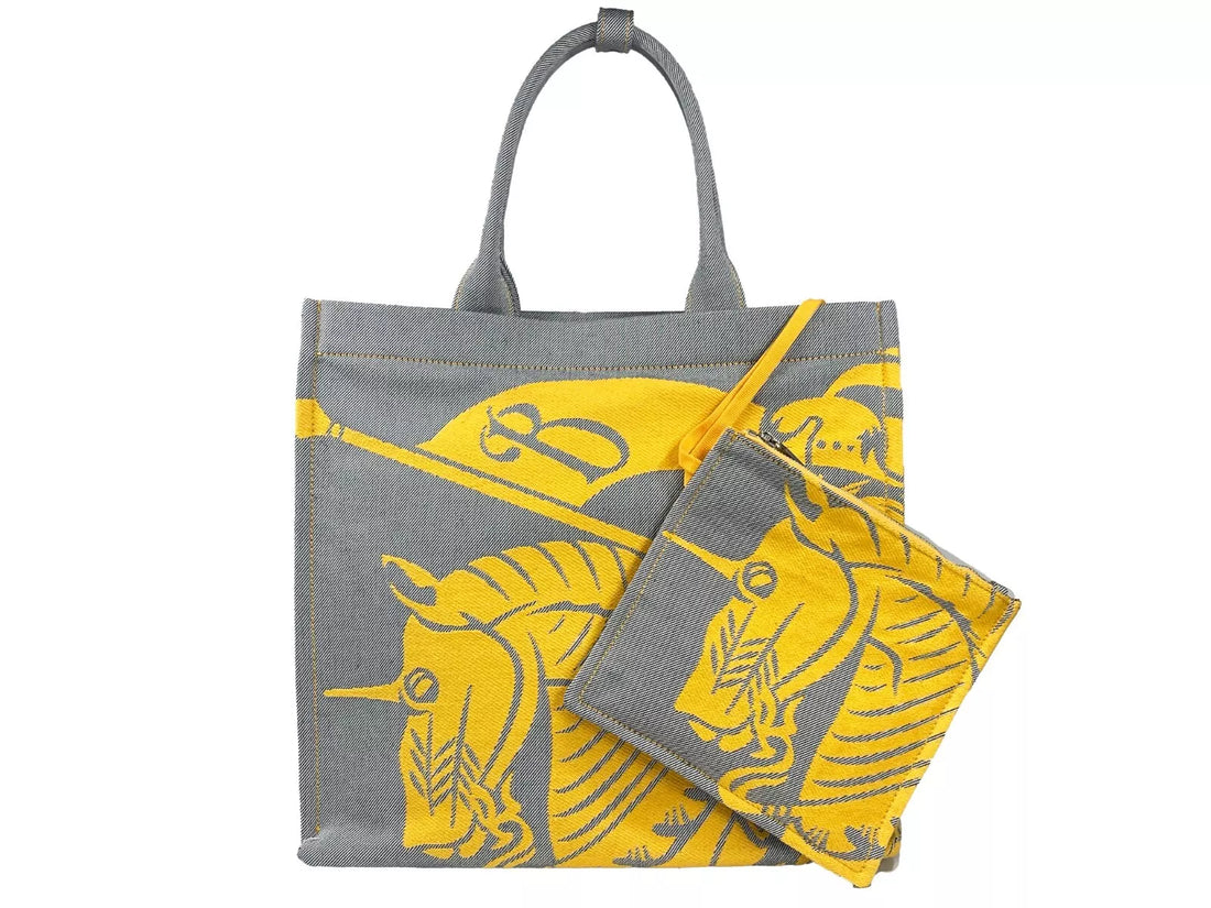 Burberry EKD Canvas Tote Bag Med Myntpåse Solrosgrå