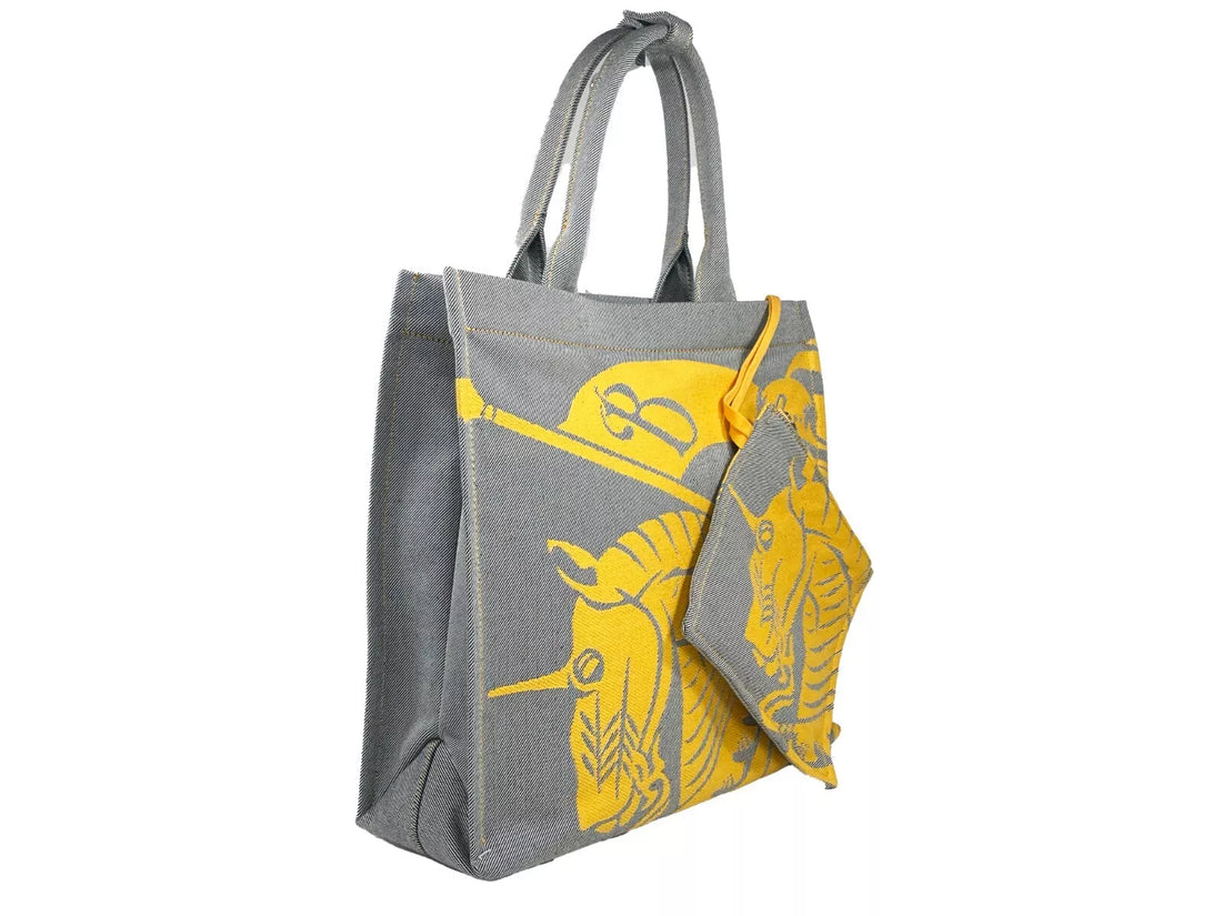 Burberry EKD Canvas Tote Bag Med Myntpåse Solrosgrå