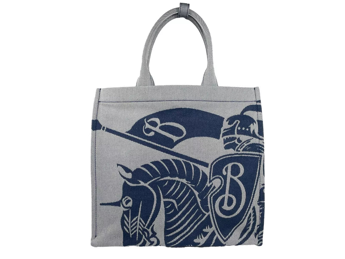 Burberry Marinblå EKD Canvas Tote Bag Med Myntficka
