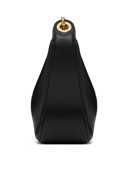Valentino Garavani Black Leather Mini Hobo Vlogo Axelväska