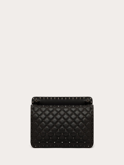 Valentino Garavani Svart Nappa Läder Medium Rockstudt Spike Väska