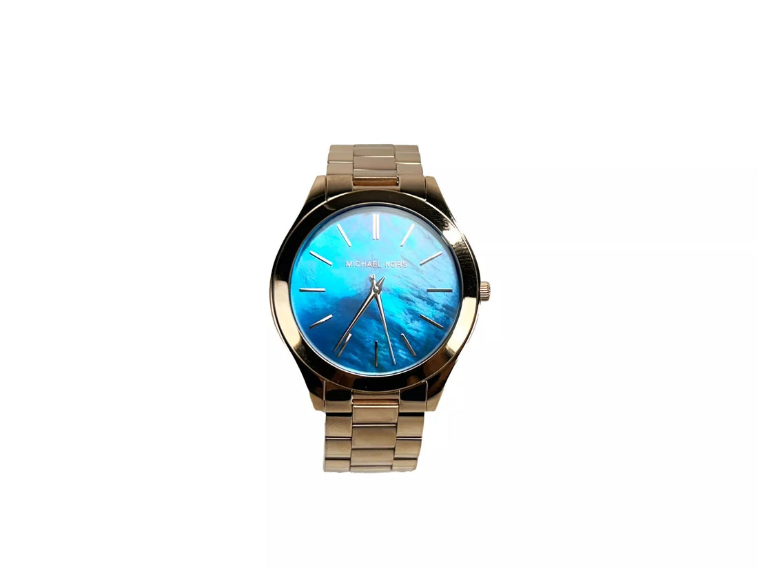 Michael Kors Slim Runway Rostfritt Stål Klocka MK3494 Oceanblå Guld