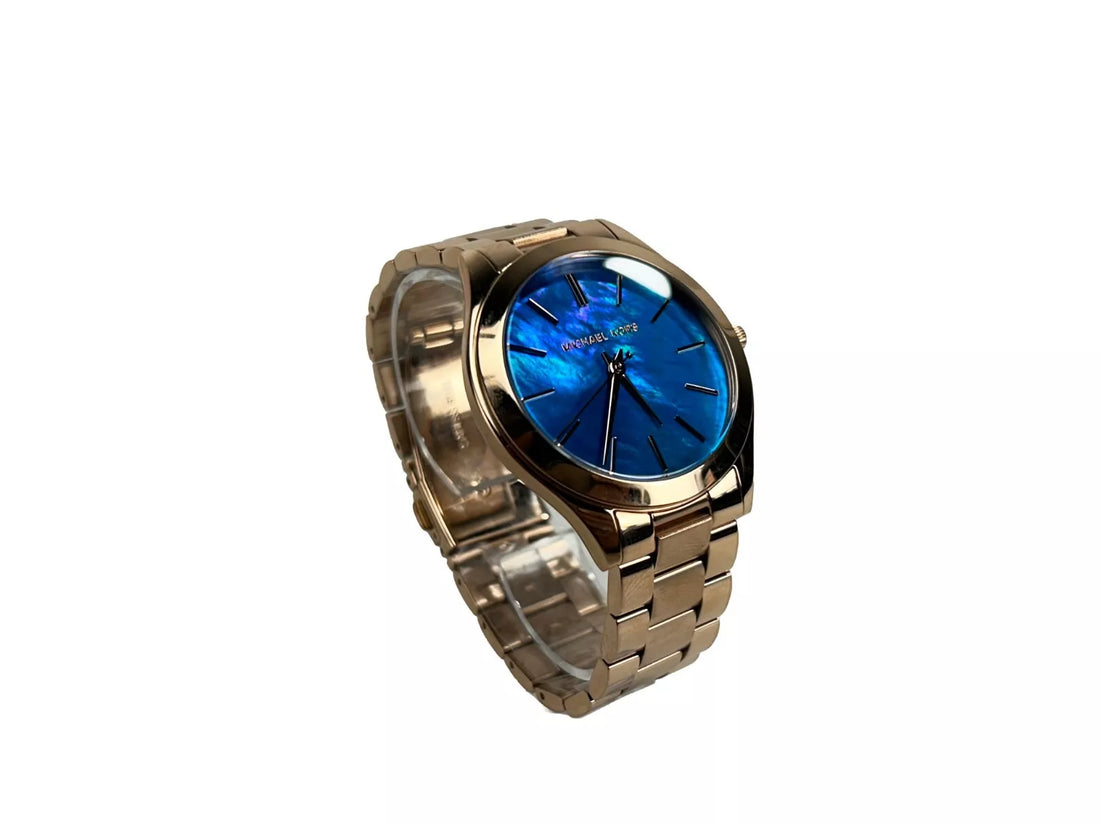 Michael Kors Slim Runway Rostfritt Stål Klocka MK3494 Oceanblå Guld