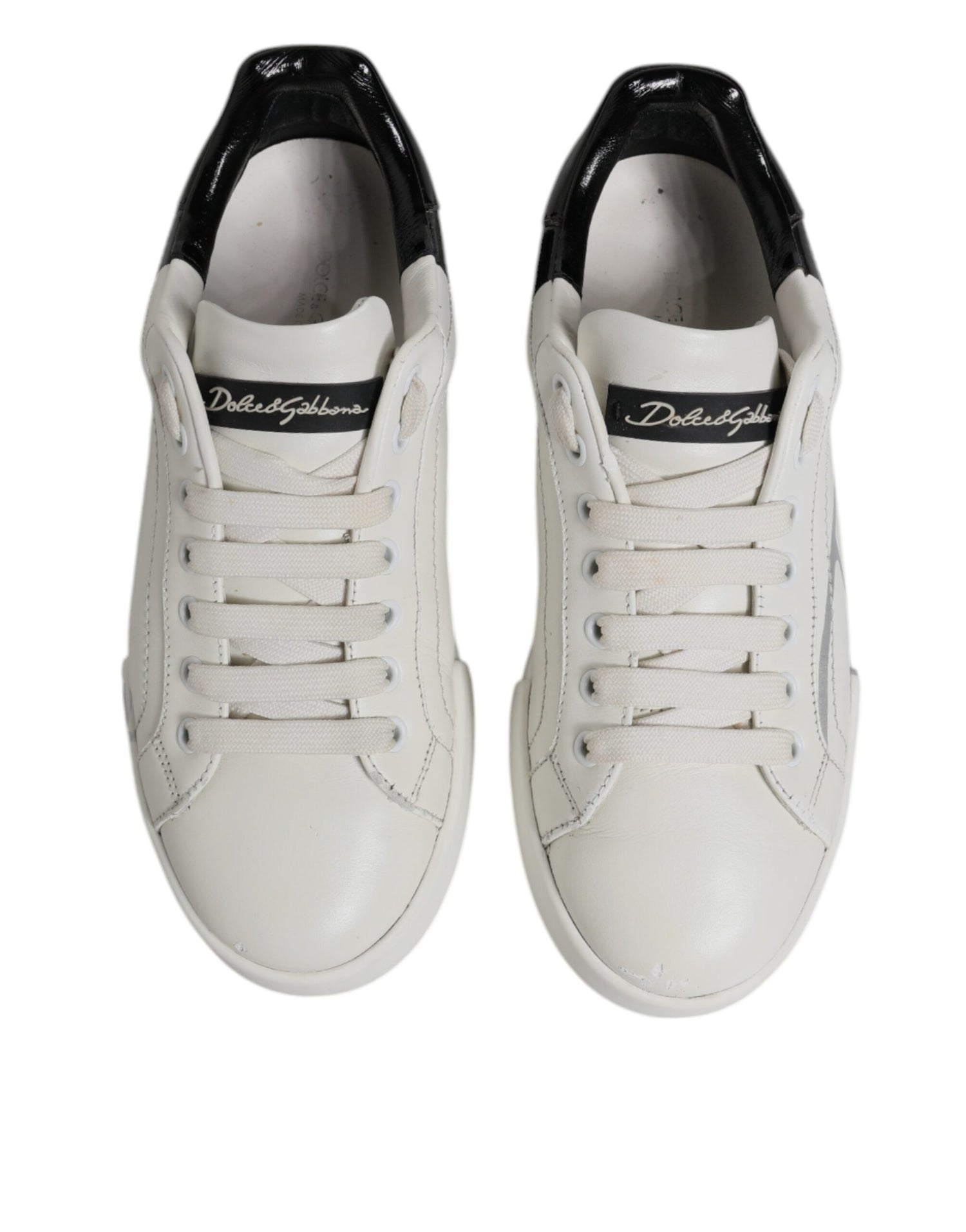 Dolce &amp;amp; Gabbana Vita Svarta Logotyp Portofino Herr Sneakers Skor