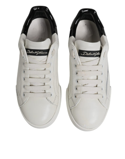 Dolce &amp;amp; Gabbana Vita Svarta Logotyp Portofino Herr Sneakers Skor