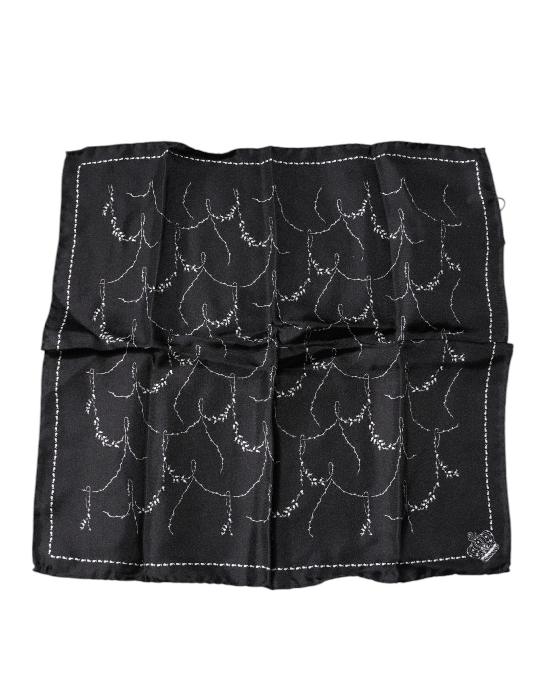 Dolce &amp;amp; Gabbana Svart Mönstrad Sidennäsdukshalsduk