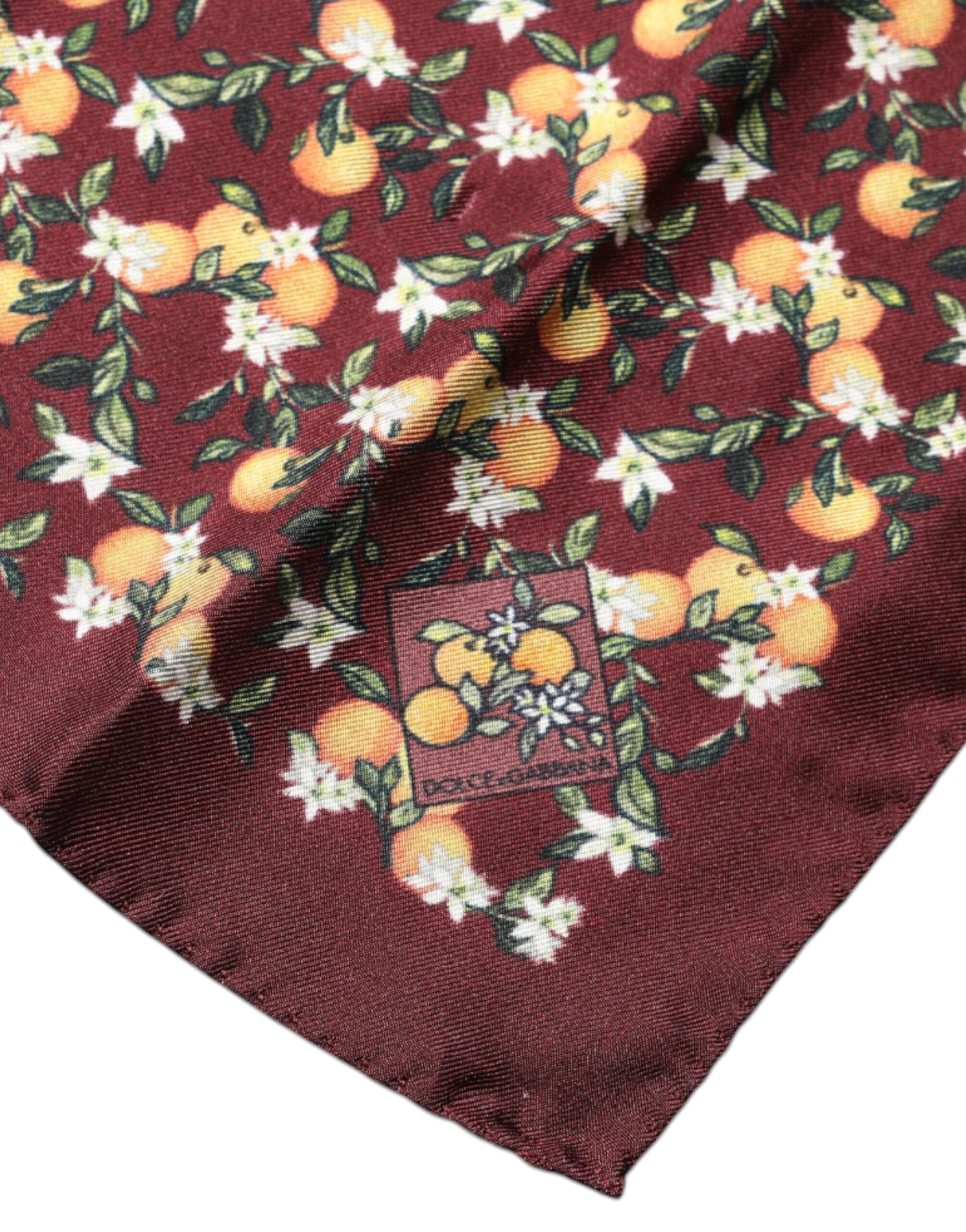 Dolce &amp;amp; Gabbana Rödbrun Orange Fyrkantig Sidennäsduk