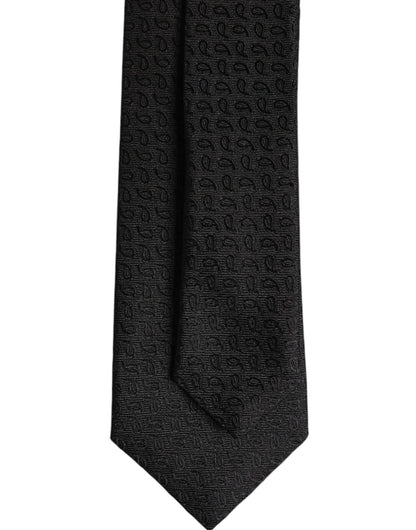 Dolce &amp;amp; Gabbana Svart Mönstrad Justerbar Slips i Siden