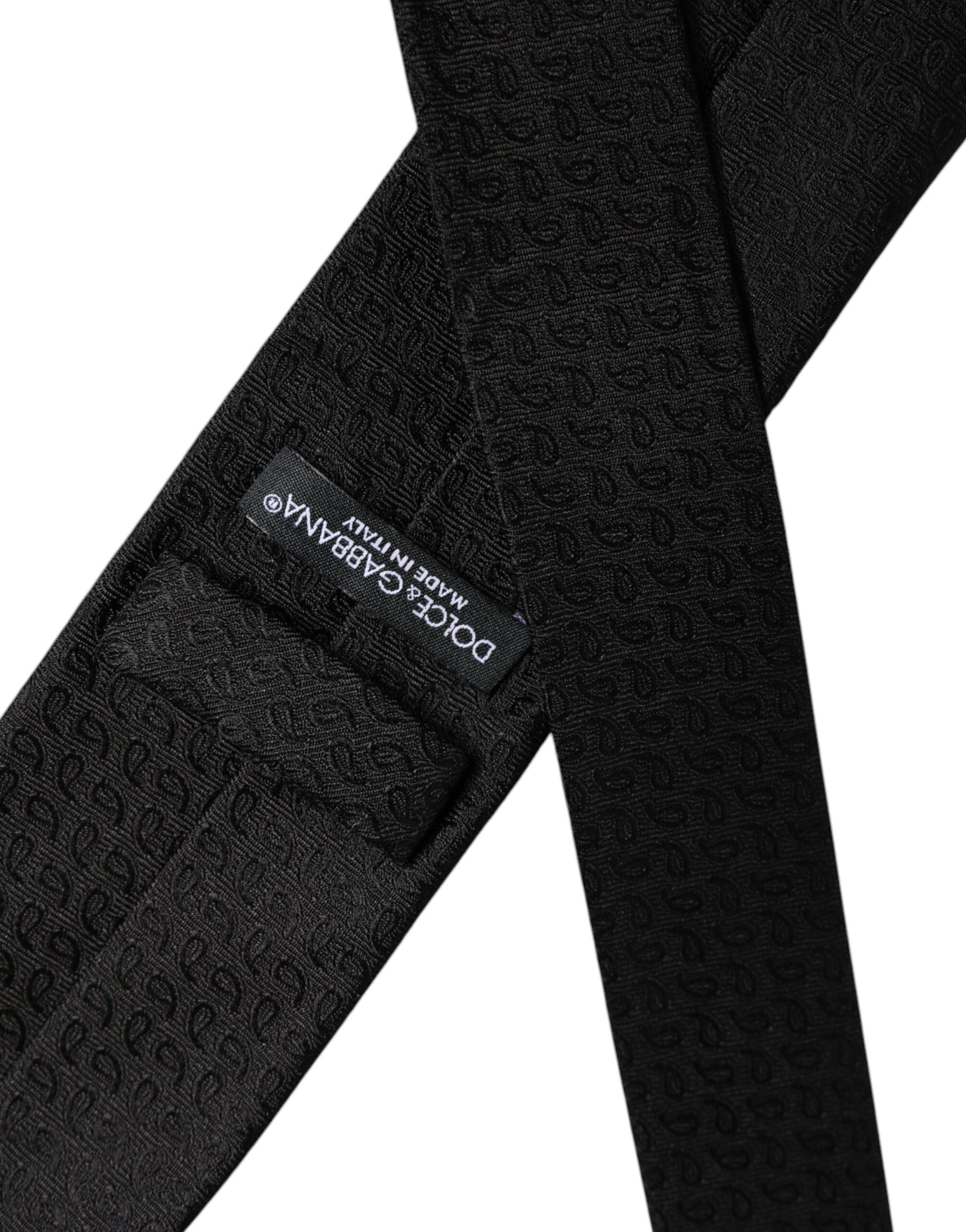 Dolce &amp;amp; Gabbana Svart Mönstrad Justerbar Slips i Siden