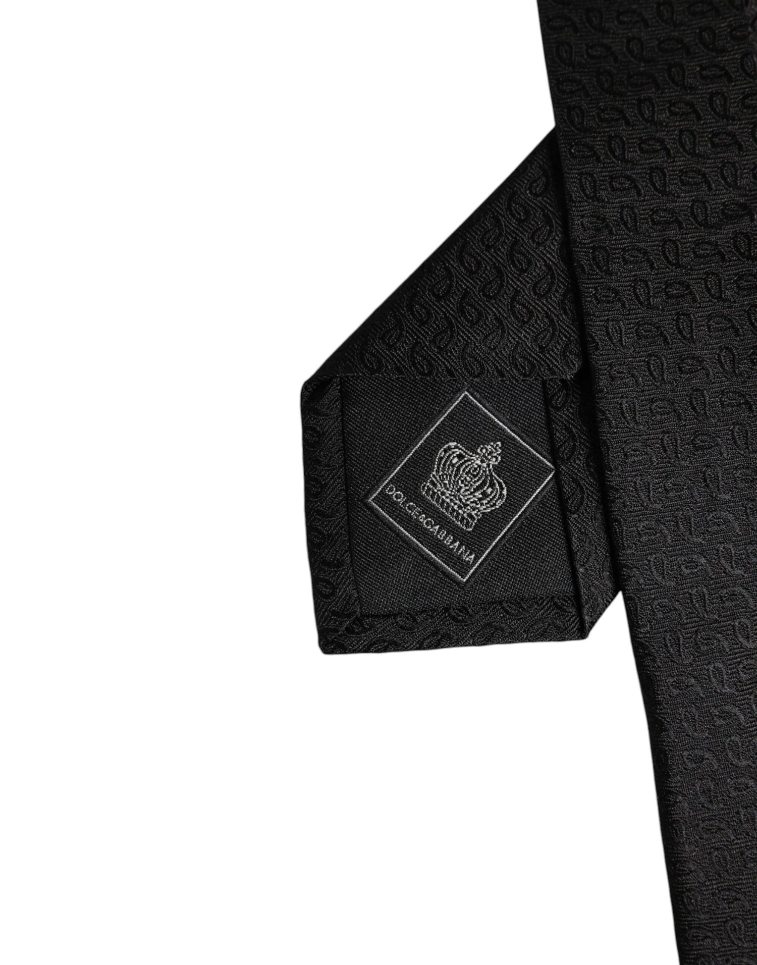 Dolce &amp;amp; Gabbana Svart Mönstrad Justerbar Slips i Siden