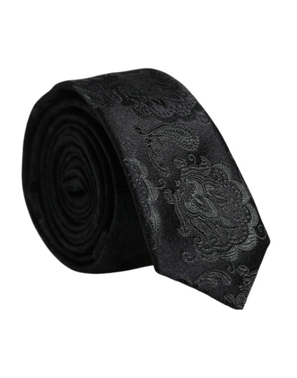Dolce &amp;amp; Gabbana Mörkgrön Blommig Sidenslips Justerbar Slips