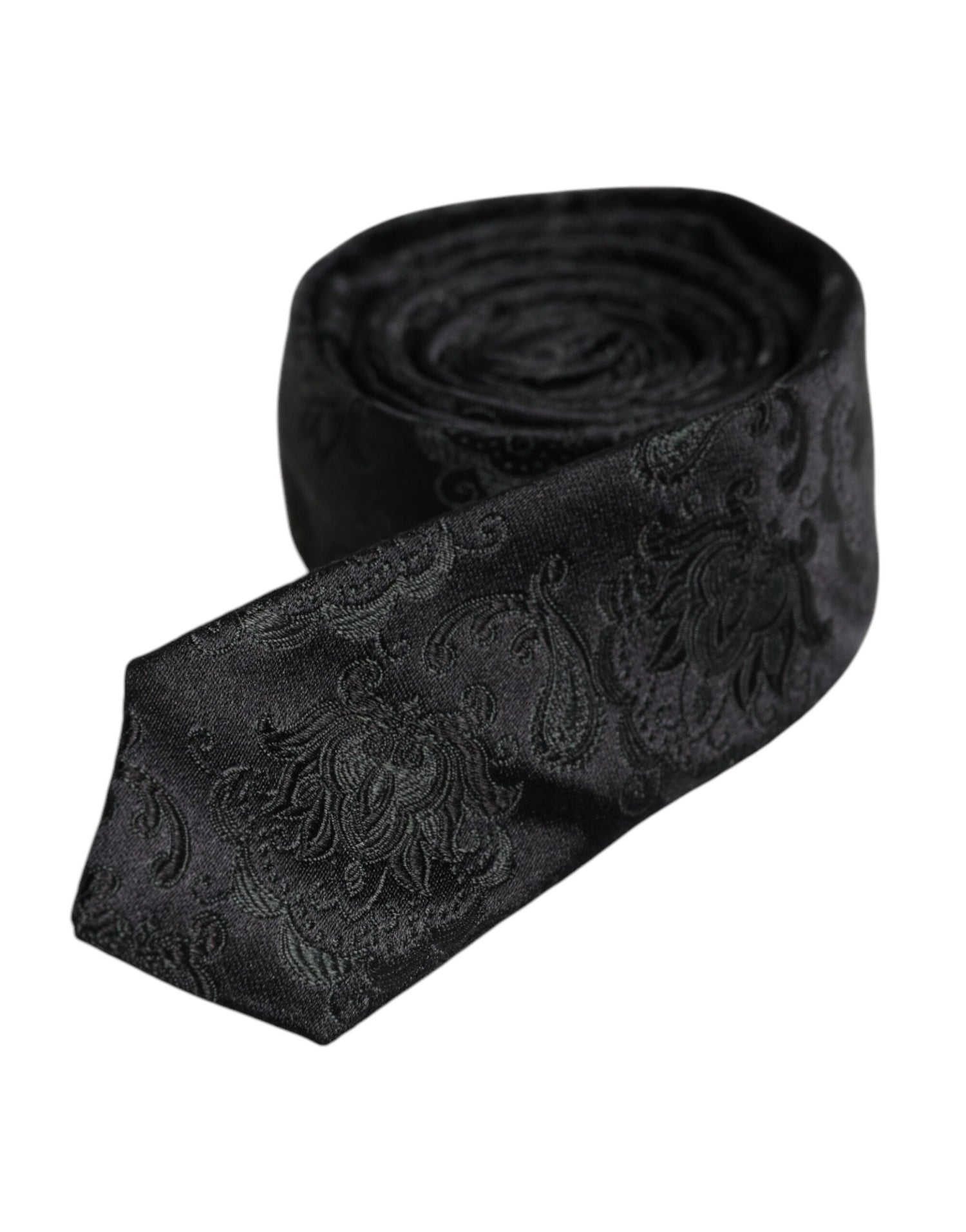 Dolce &amp;amp; Gabbana Mörkgrön Blommig Sidenslips Justerbar Slips