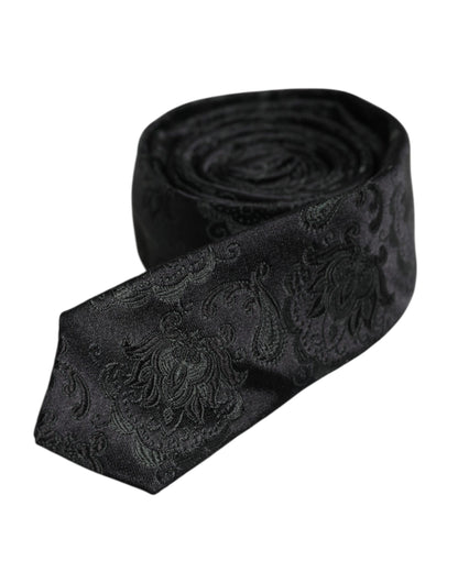 Dolce &amp;amp; Gabbana Mörkgrön Blommig Sidenslips Justerbar Slips