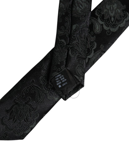 Dolce &amp;amp; Gabbana Mörkgrön Blommig Sidenslips Justerbar Slips